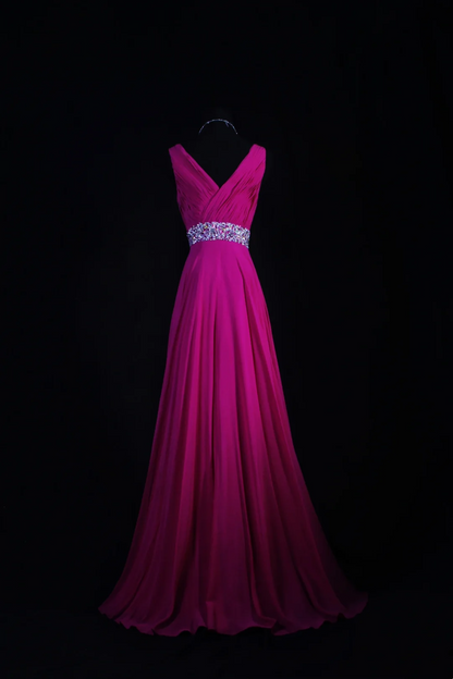 V Neck Chiffon Wedding Guest Dress Formal Party Dress Evening Dress  P179