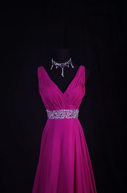 V Neck Chiffon Wedding Guest Dress Formal Party Dress Evening Dress  P179