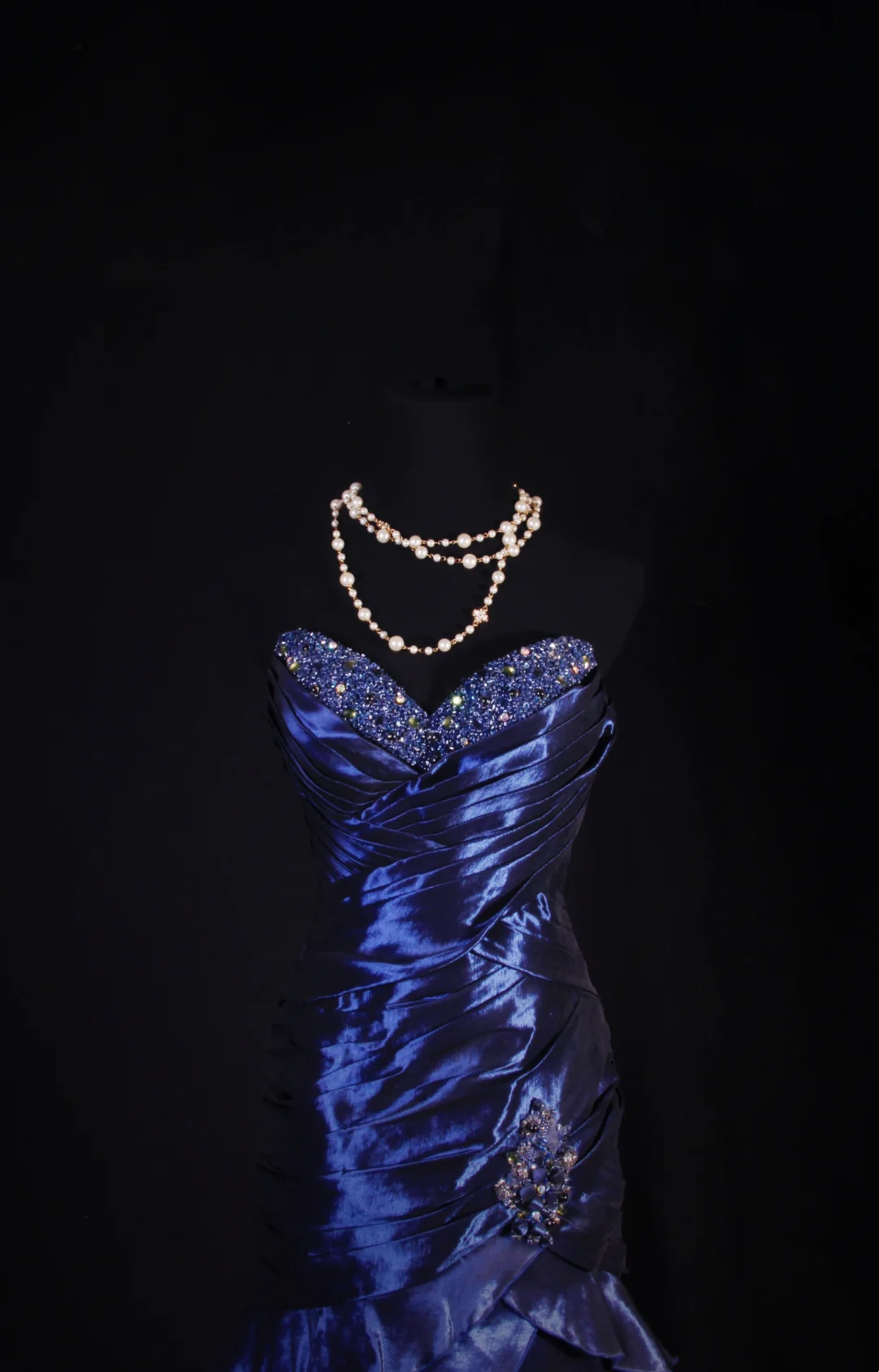 Sweetheart Royal Blue Satin Beaded Prom Dress Formal Evening Dress  P182
