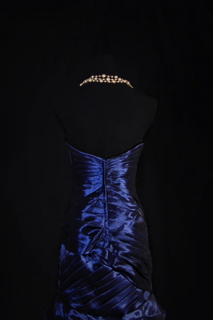 Sweetheart Royal Blue Satin Beaded Prom Dress Formal Evening Dress  P182