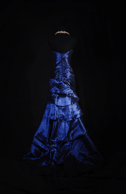 Sweetheart Royal Blue Satin Beaded Prom Dress Formal Evening Dress  P182