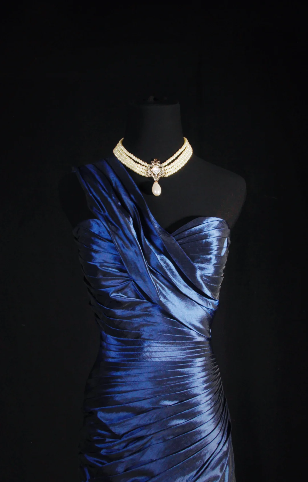 One Shoulder Royal Blue Satin Prom Dresses Mermaid Evening Party Dress  P185