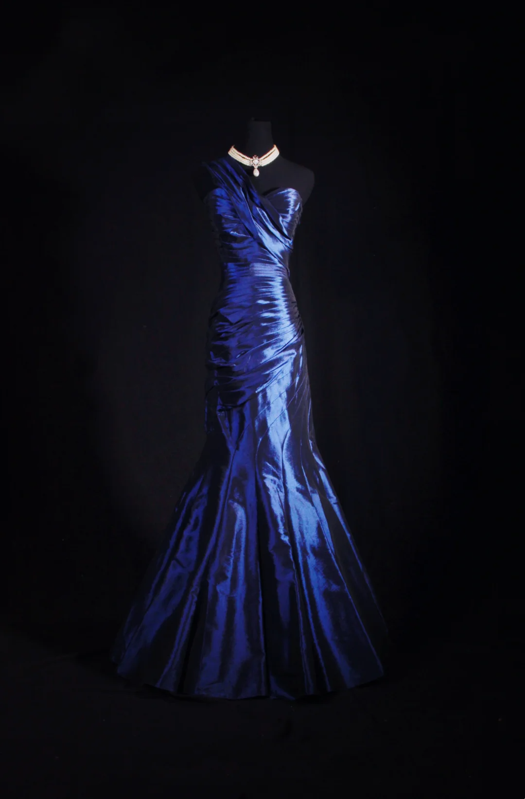 One Shoulder Royal Blue Satin Prom Dresses Mermaid Evening Party Dress  P185