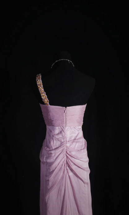 One Shoulder Lilac Chiffon Prom Dresses Bridesmaid Dresses  P186