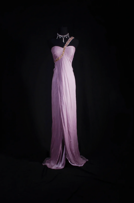 One Shoulder Lilac Chiffon Prom Dresses Bridesmaid Dresses  P186