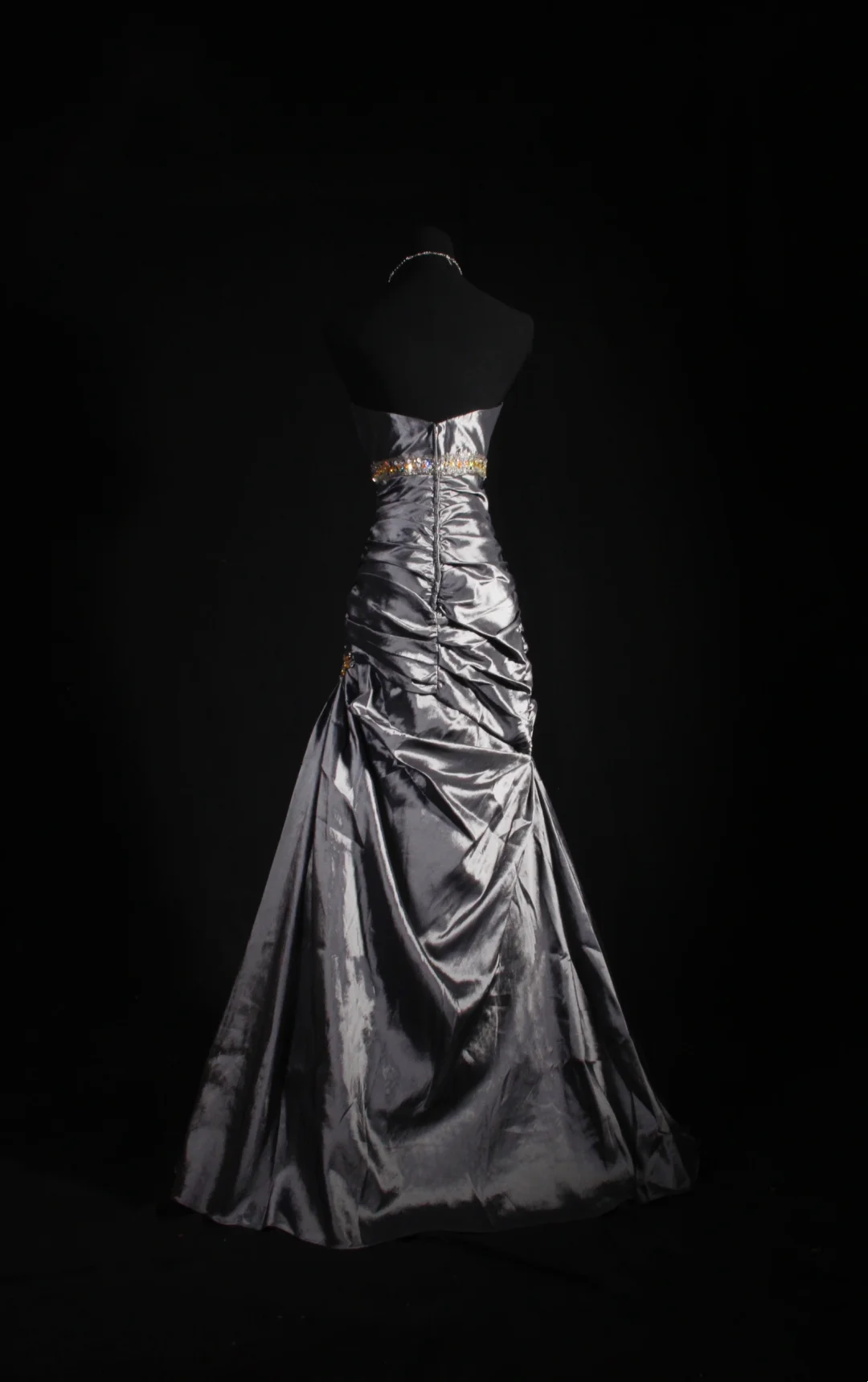 Sweetheart Gray Satin Prom Dresses Beaded Evening Party Dress  P187