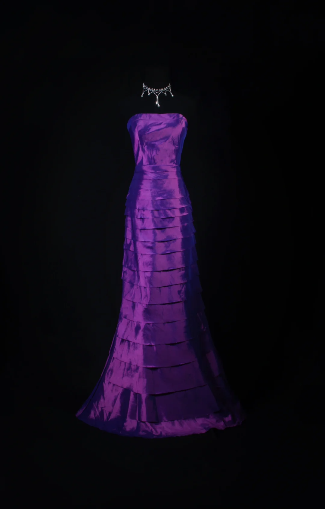 Strapless Purple Mermaid Satin Prom Dresses Layered Evening Party Dress  P188