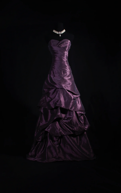 Sweetheart Purple Prom Dresses Taffeta Evening Party Dress  P190