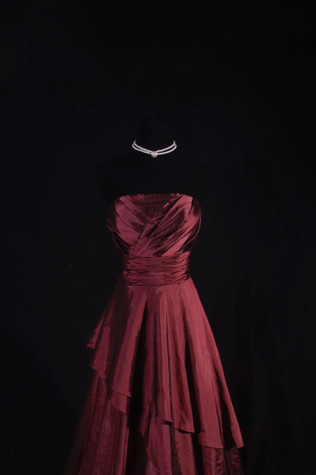 Strapless Burgundy A Line Prom Dresses Evening Party Dress  P192