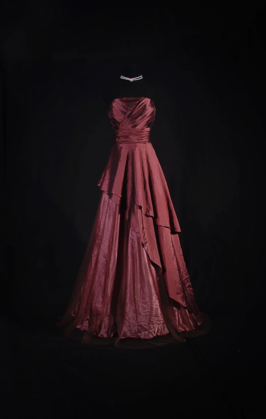 Strapless Burgundy A Line Prom Dresses Evening Party Dress  P192