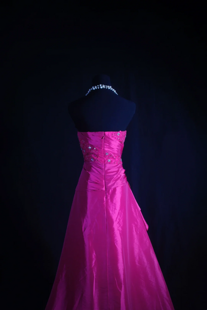 A Line Hot Pink Beaded Prom Dress Evening Dress Formal Party Dress  P196