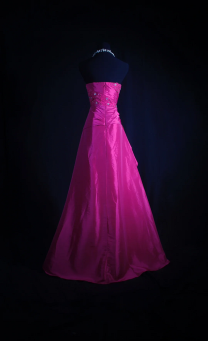 A Line Hot Pink Beaded Prom Dress Evening Dress Formal Party Dress  P196