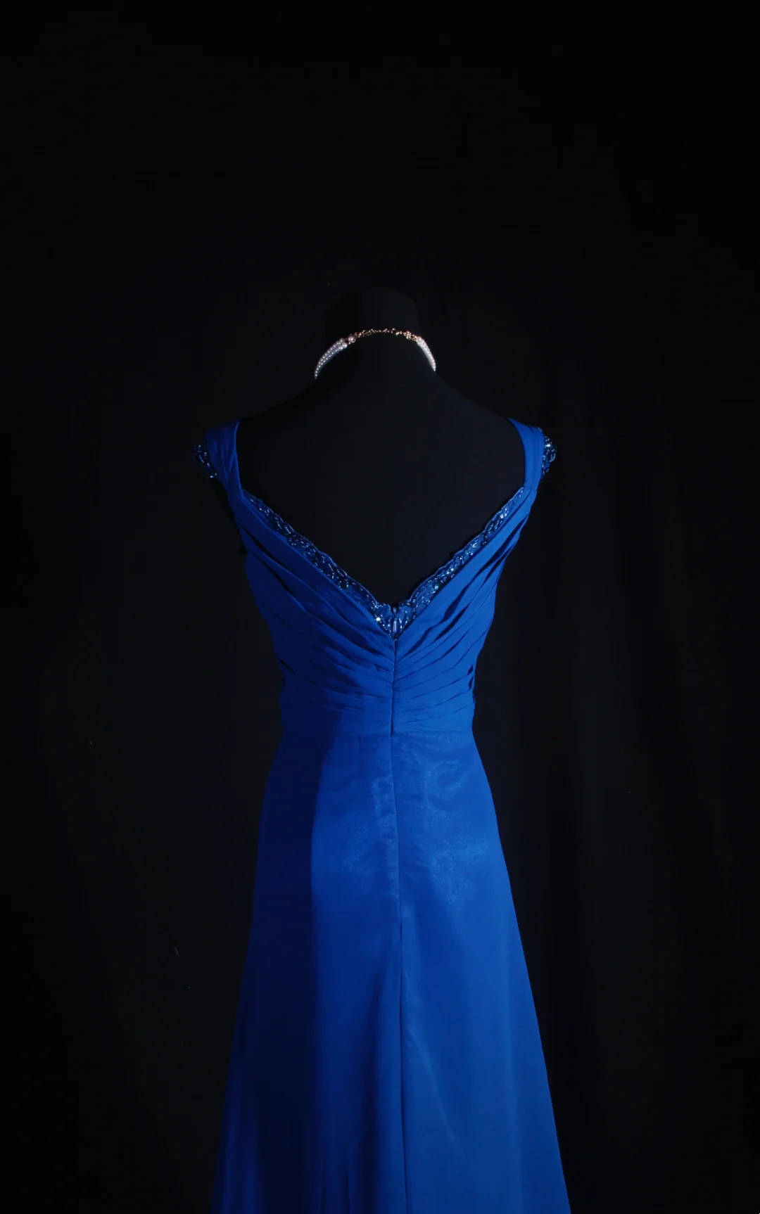 Beaded Blue Chiffon Prom Dress Evening Dress Formal Party Dress  P197