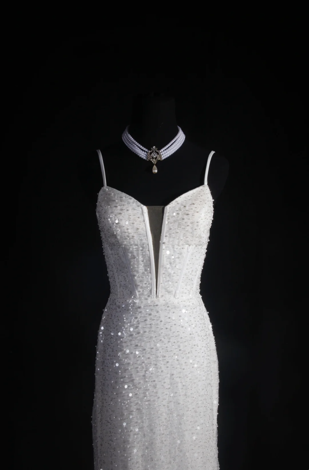 White Sequin Mermaid Wedding Dress Formal Evening Dress  P202
