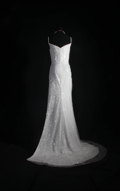 White Sequin Mermaid Wedding Dress Formal Evening Dress  P202