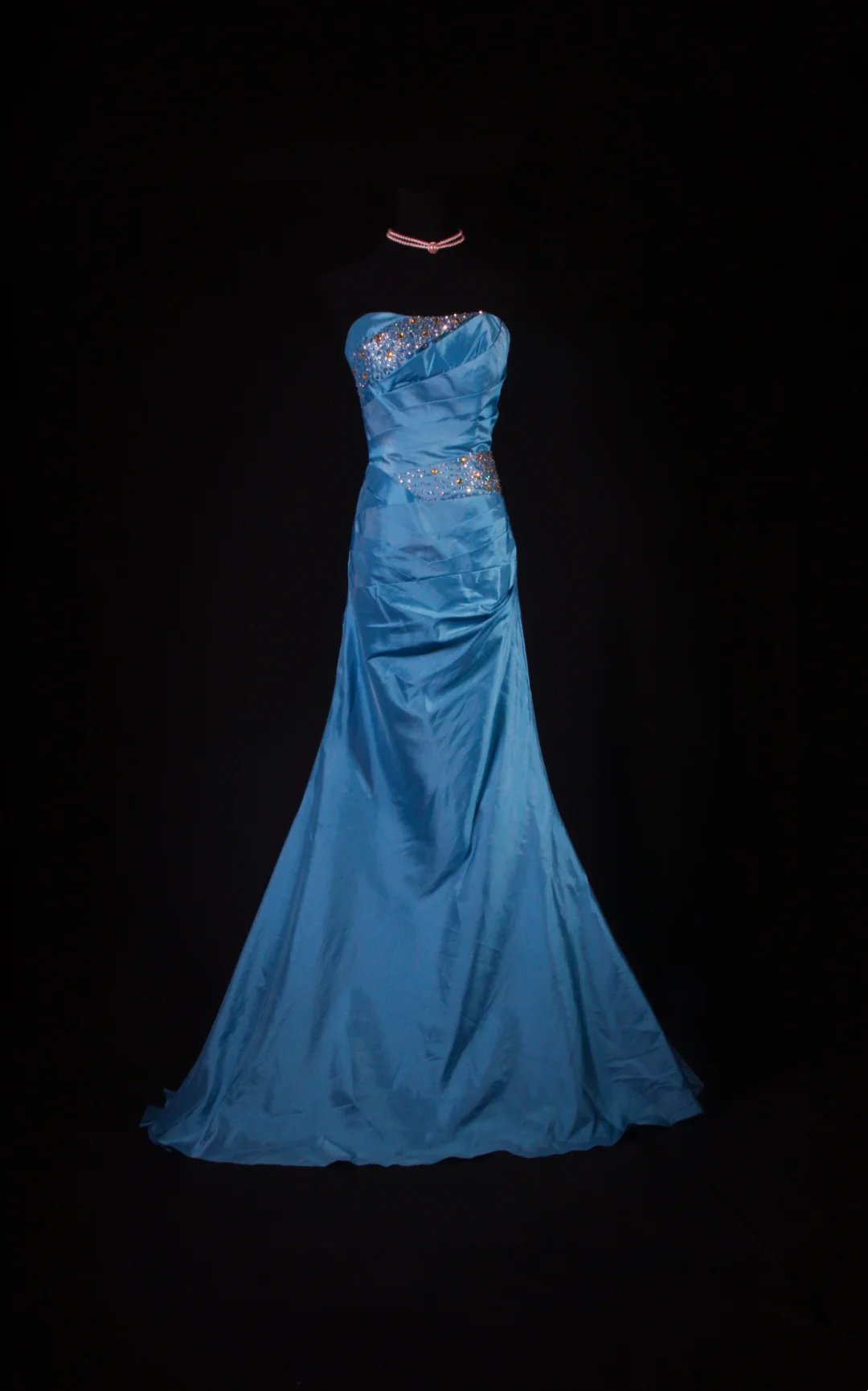 Strapless Blue Stain Prom Dress Formal Evening Dress  P203