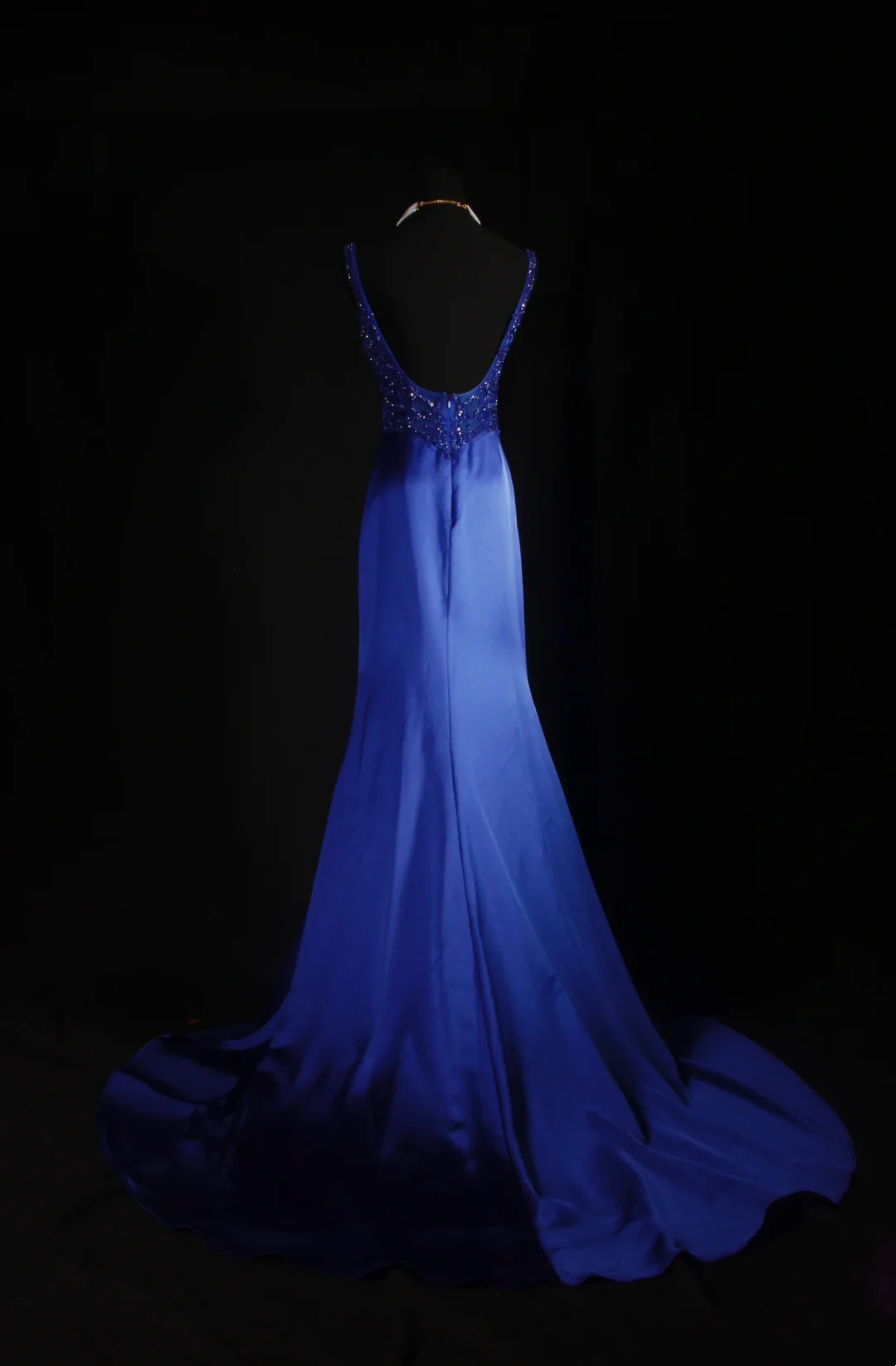 Royal Blue Mermaid Stain Prom Dress Beaded Formal Evening Dress  P204