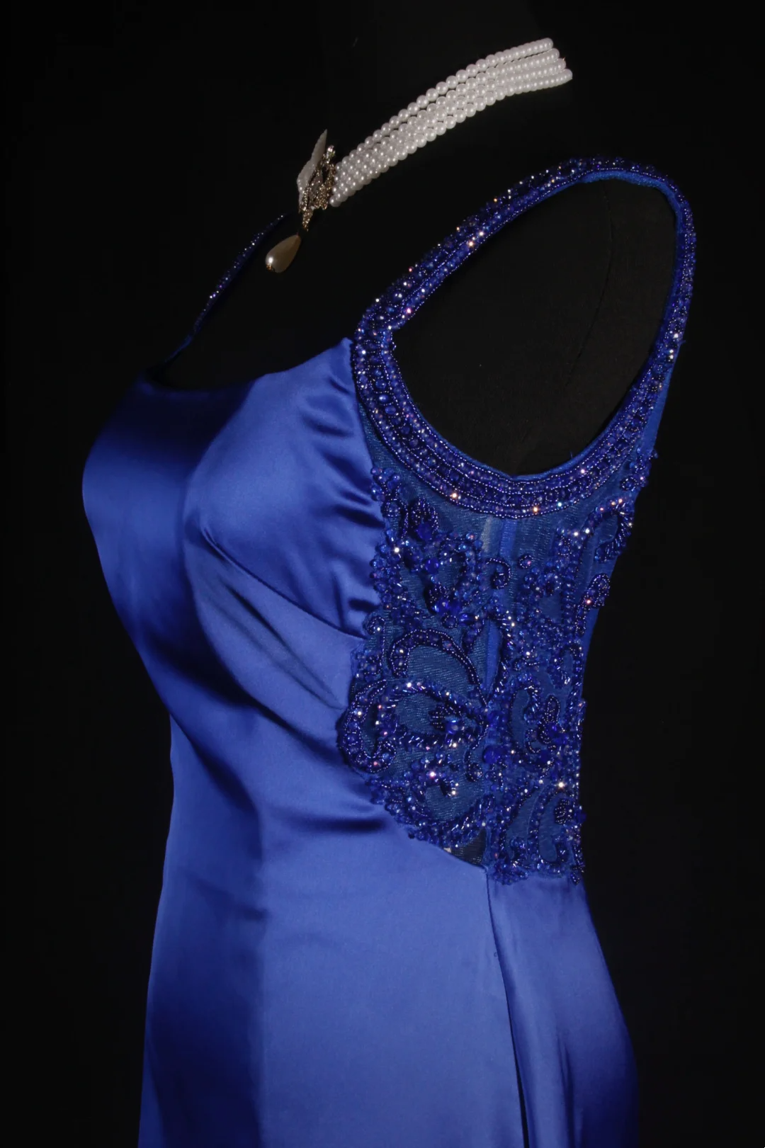 Royal Blue Mermaid Stain Prom Dress Beaded Formal Evening Dress  P204