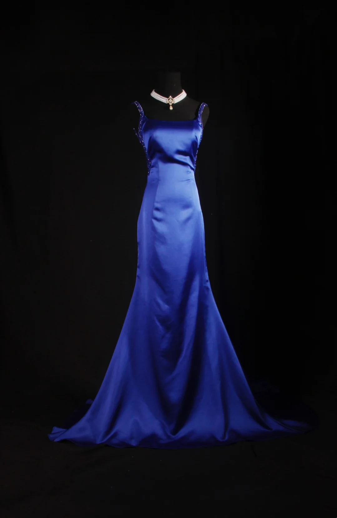 Royal Blue Mermaid Stain Prom Dress Beaded Formal Evening Dress  P204