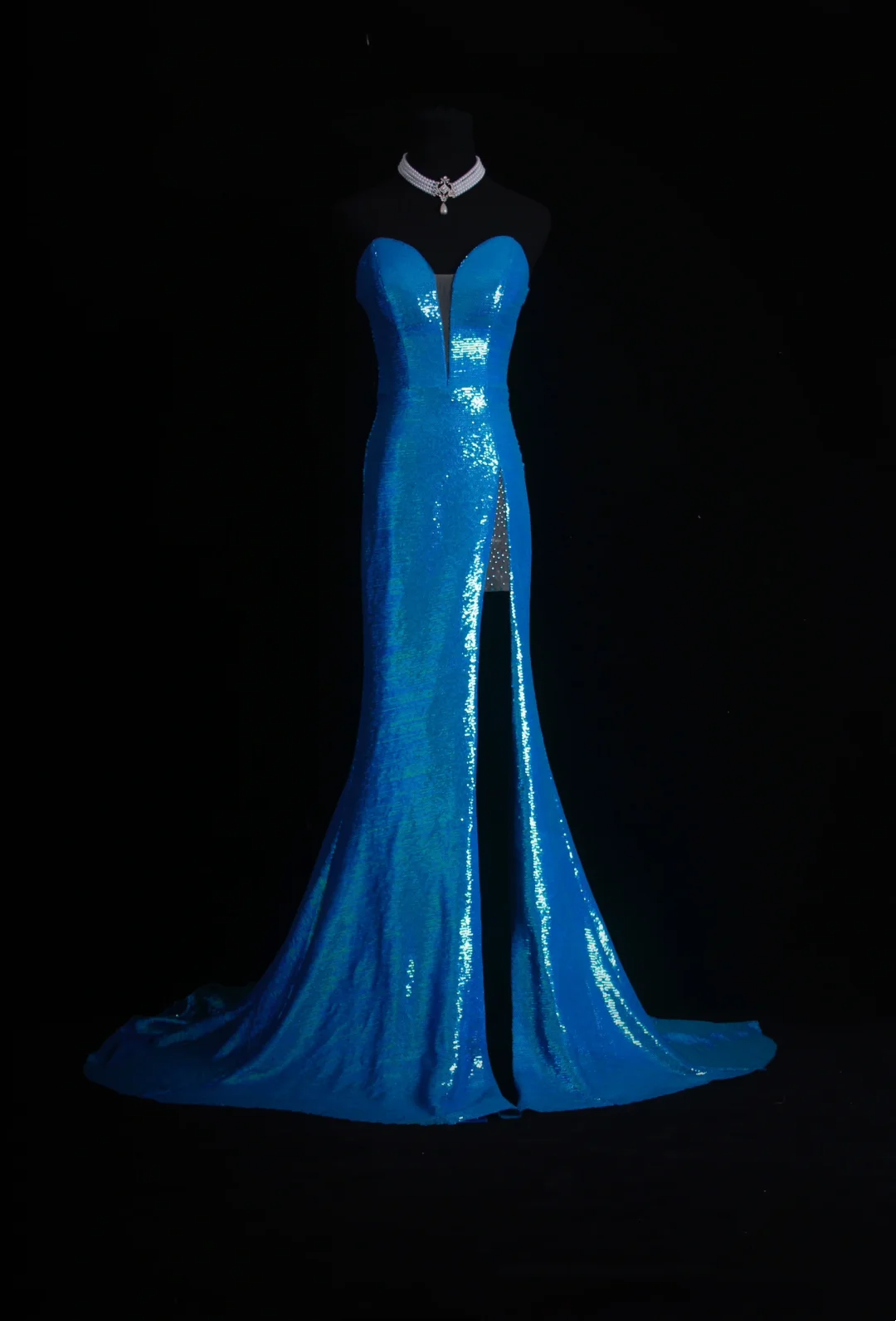 Sequin Mermaid Blue Prom Dress Sweetheart Formal Dress Evening Dress P232