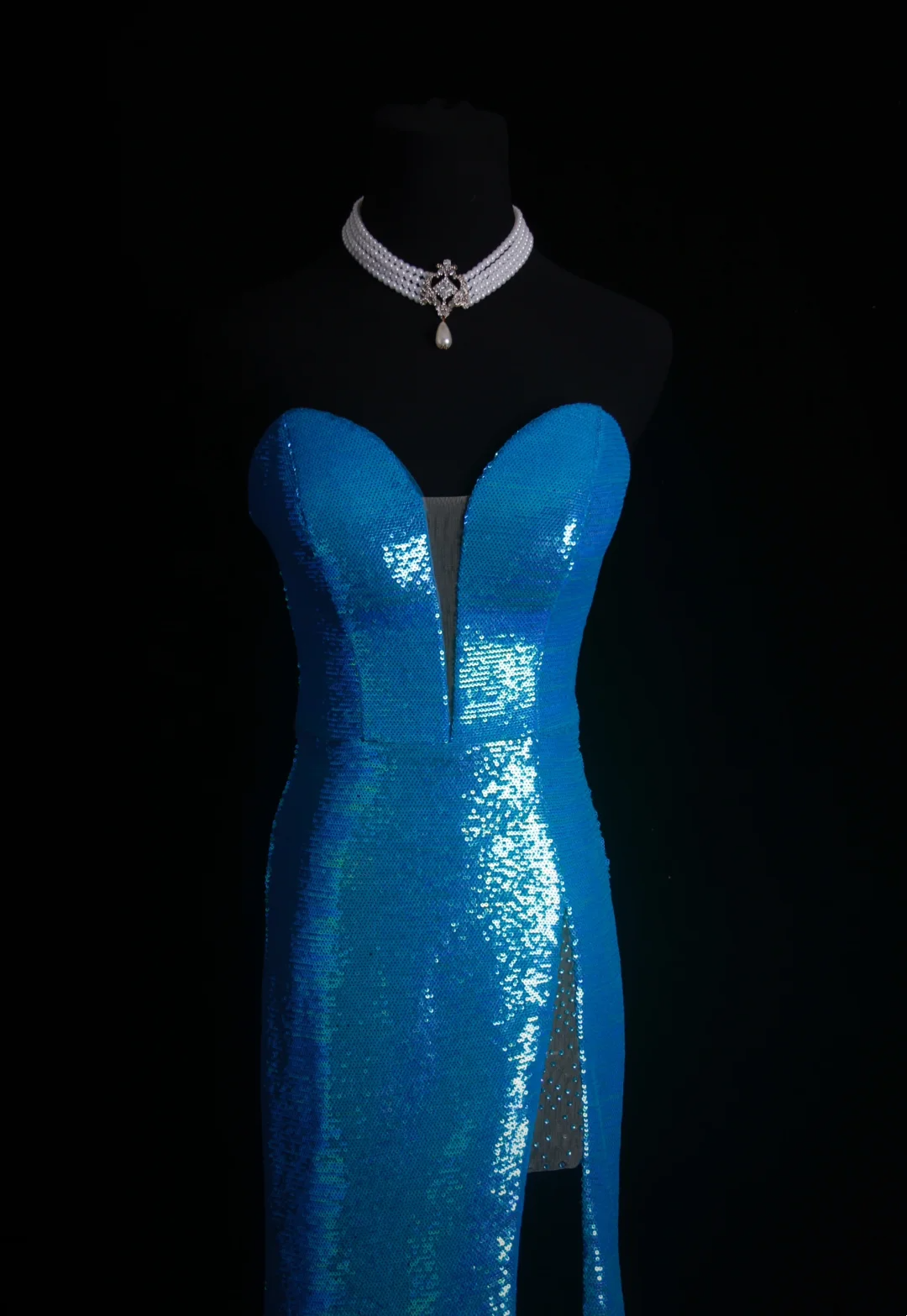 Sequin Mermaid Blue Prom Dress Sweetheart Formal Dress Evening Dress P232