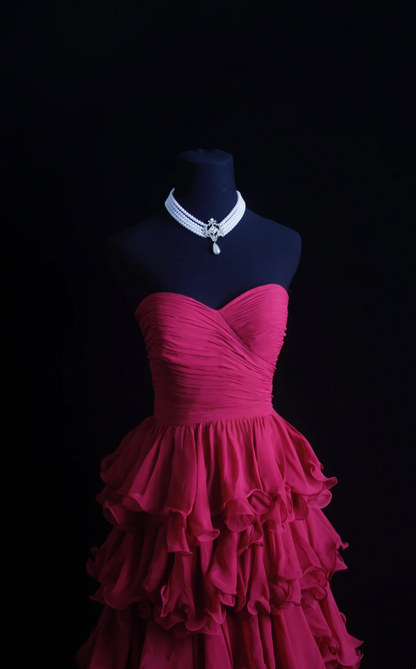 Sweetheart Layered Chiffon Prom Dress Ruffle Formal Dress Evening Dress P234