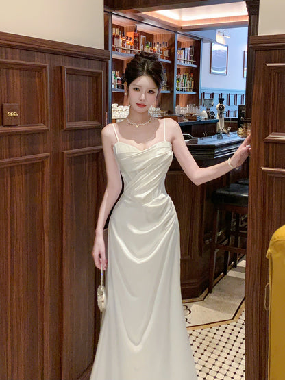 Spaghetti Straps Satin Prom Dress Sheath Formal Party Dress Evening Dress  P22