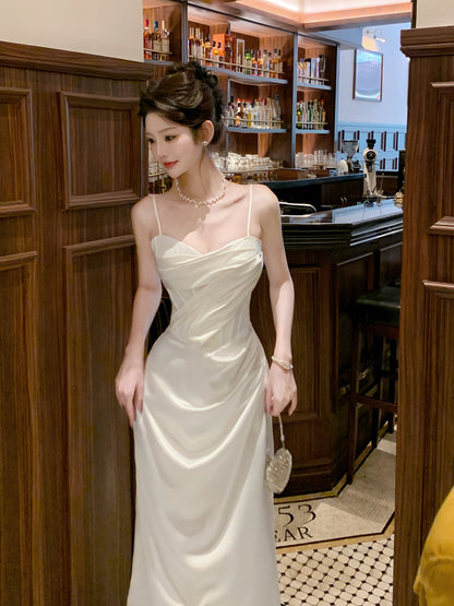 Spaghetti Straps Satin Prom Dress Sheath Formal Party Dress Evening Dress  P22