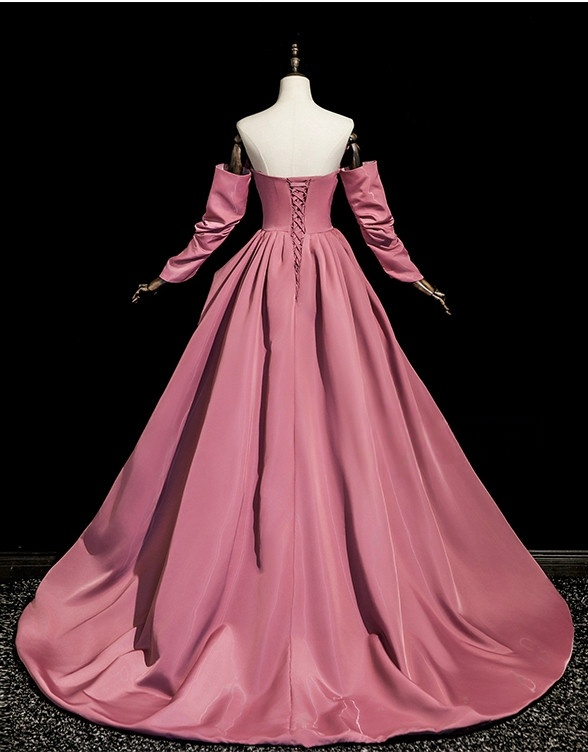 A-Line Satin Prom Dress Lace Up Formal Party Gowns  P228