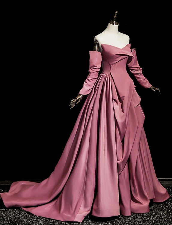 A-Line Satin Prom Dress Lace Up Formal Party Gowns  P228