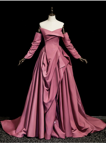 A-Line Satin Prom Dress Lace Up Formal Party Gowns  P228