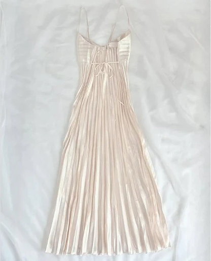 Spaghetti Straps Champagne Prom Dress Pleated Evening Dress  P229