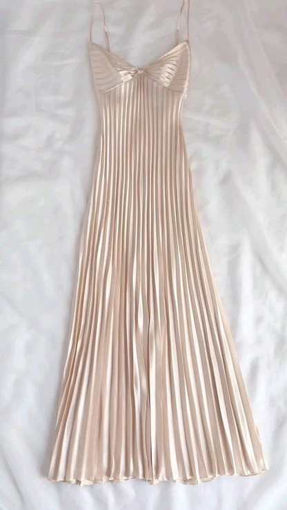 Spaghetti Straps Champagne Prom Dress Pleated Evening Dress  P229