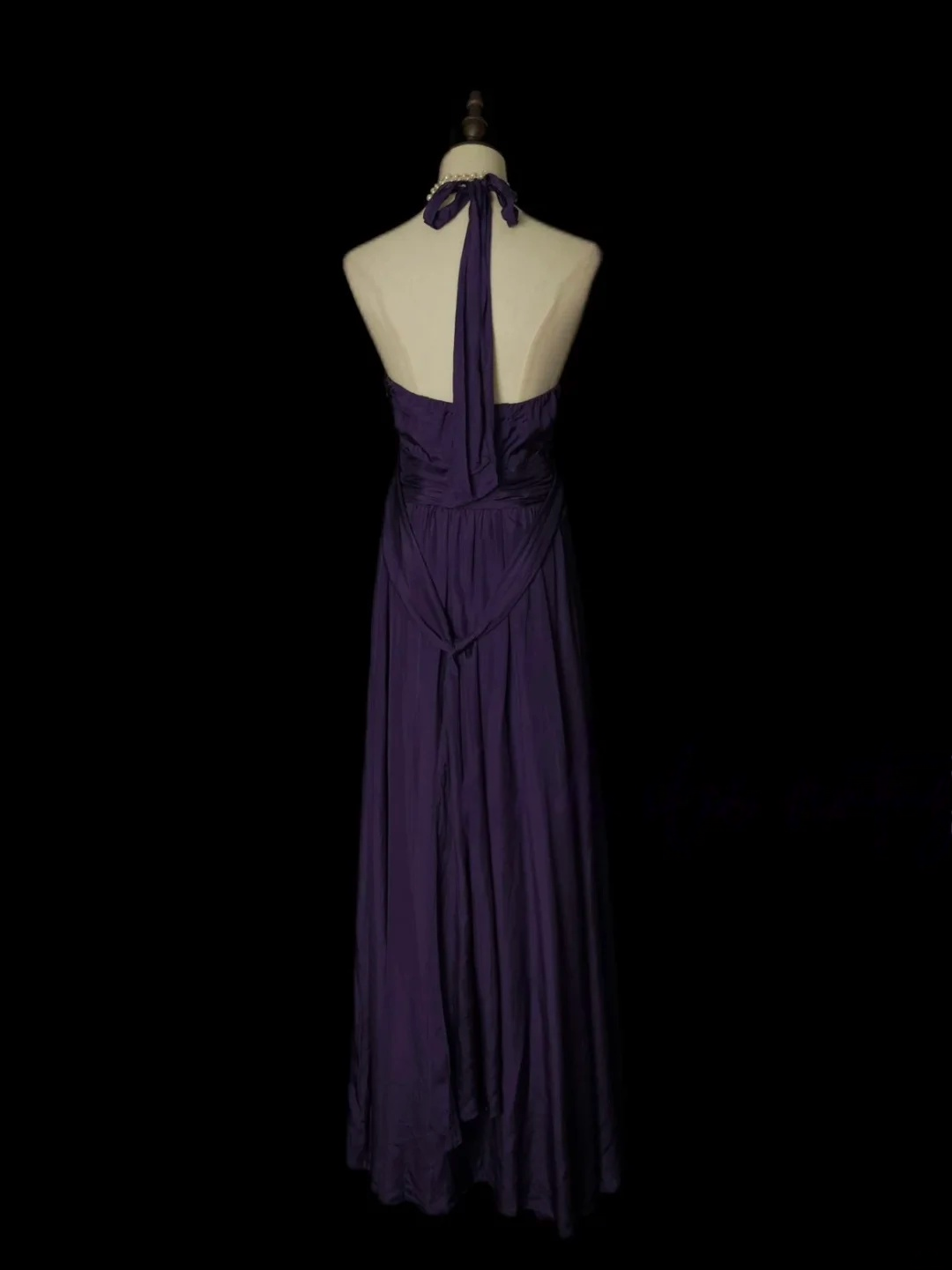 V Neck Purple Satin Prom Dress Formal Wedding Guest Dress  P241