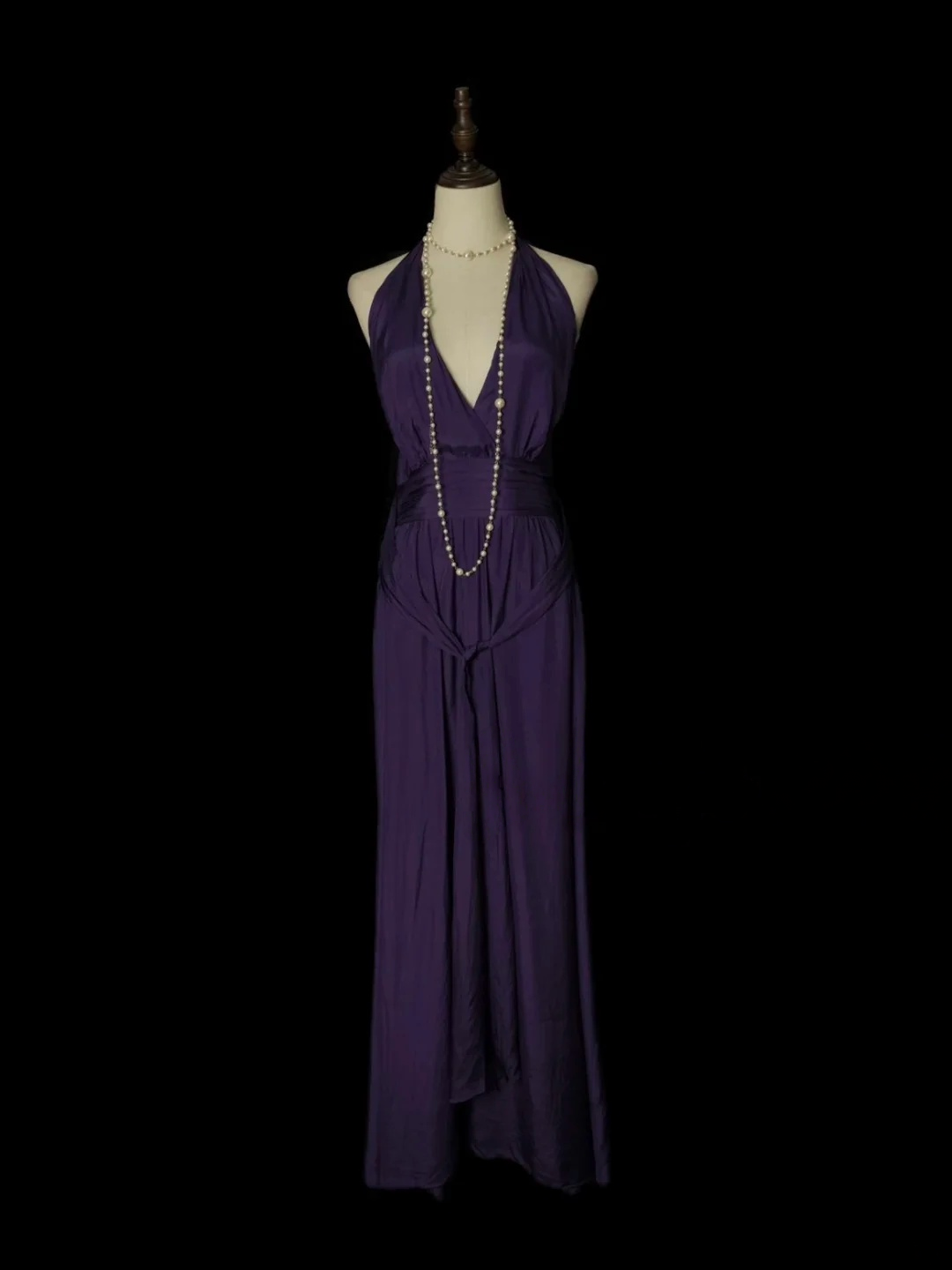 V Neck Purple Satin Prom Dress Formal Wedding Guest Dress  P241