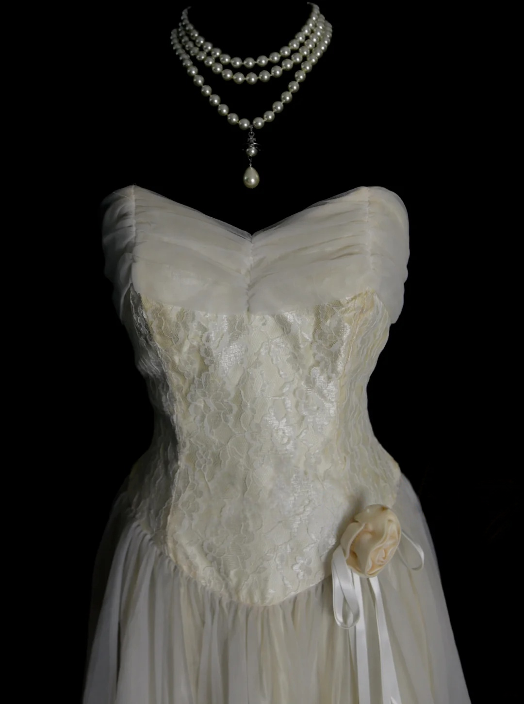 Sweetheart Beige Tulle Prom Dress Lace Formal Party Dress  P242