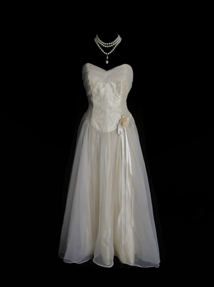 Sweetheart Beige Tulle Prom Dress Lace Formal Party Dress  P242
