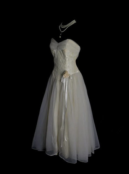 Sweetheart Beige Tulle Prom Dress Lace Formal Party Dress  P242