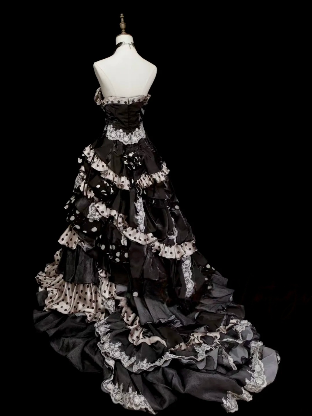 Ball Gown Sweet 16 Birthday Dress Layered Ruffle Polka Dots Quinceanera Dresses  P243