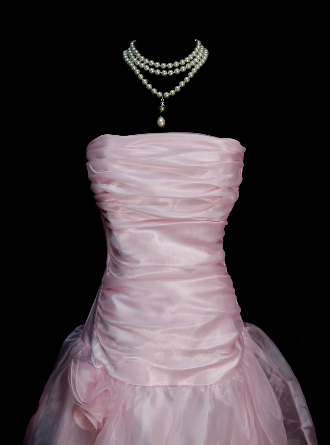 Strapless A Line Pink Prom Dress Tulle Birthday Dress  P244