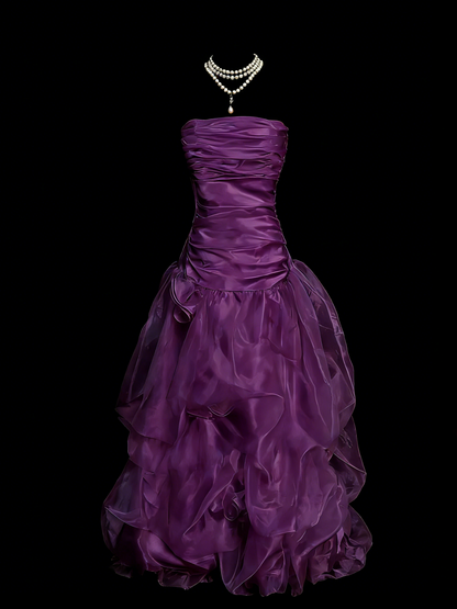 Strapless A Line Pink Prom Dress Tulle Birthday Dress  P244