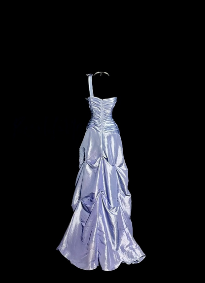 One Shoulder A Line Lilac Prom Dress Satin Formal Evening Dress  P245