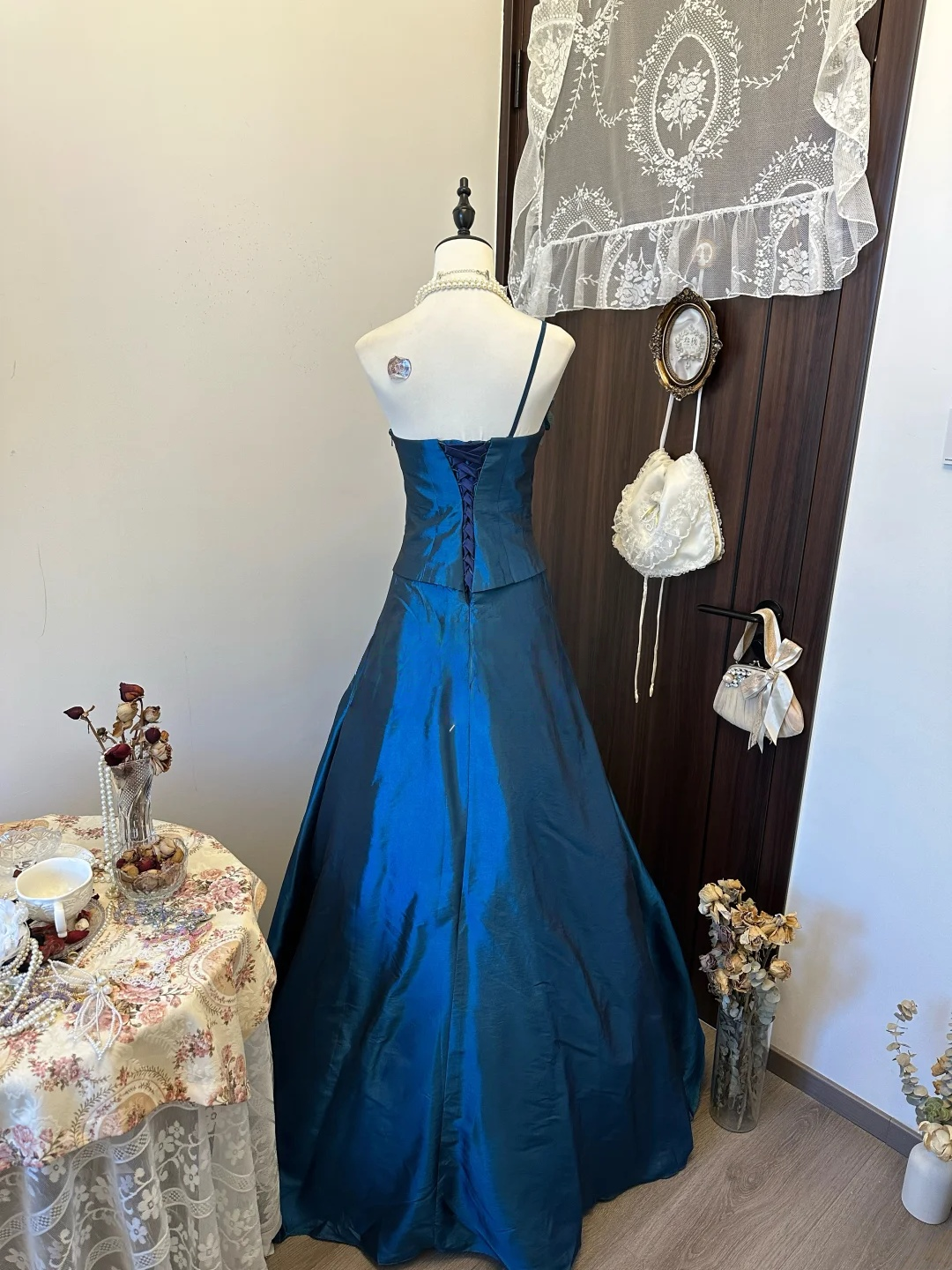 One Shoulder Navy Blue Prom Dress Taffeta Formal Evening Dress  P247