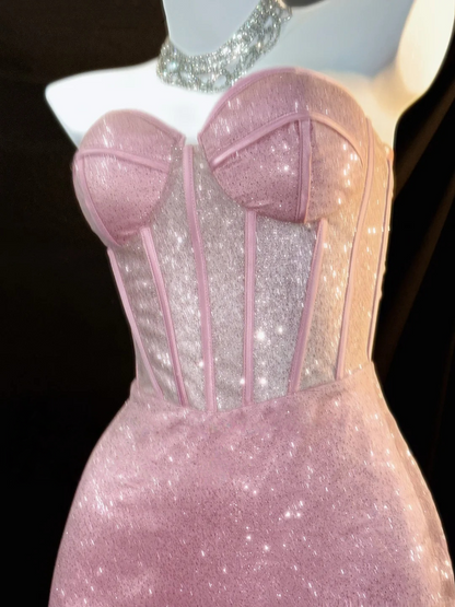 Sweetheart Pink Mermaid Prom Dress Sparkle Evening Dress  P250