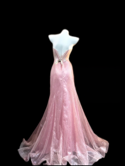 Sweetheart Pink Mermaid Prom Dress Sparkle Evening Dress  P250
