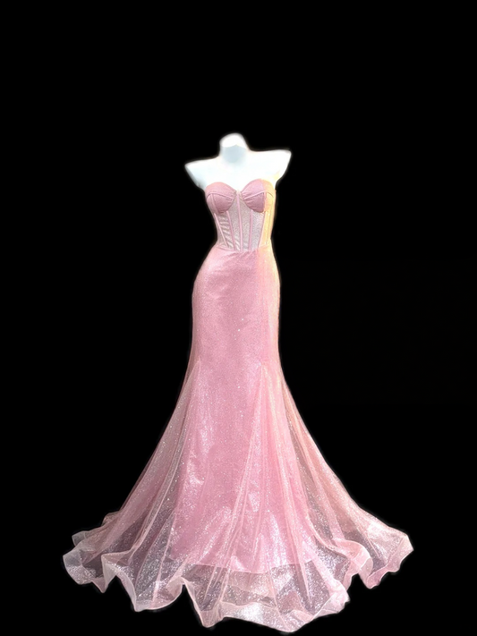Sweetheart Pink Mermaid Prom Dress Sparkle Evening Dress  P250