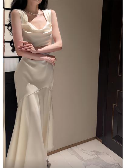 Long Sleeved Elegant Evening Dress Mermaid Simple Wedding Dress For Bridal  P252