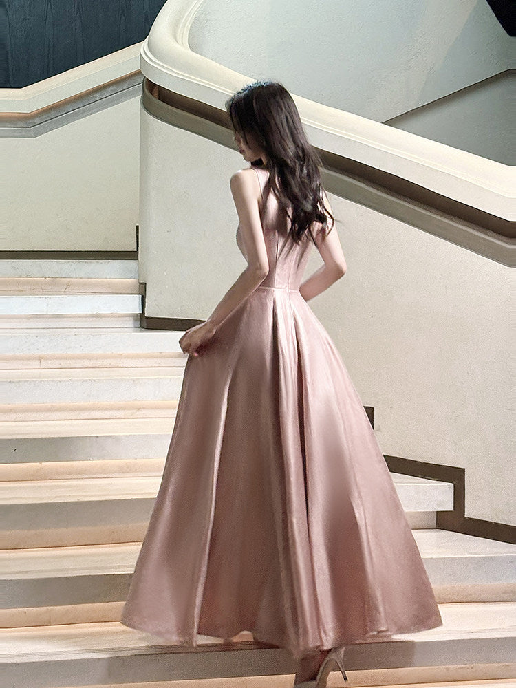 Modest Pink A Line Prom Dress Formal Party Dress For Teens  P255