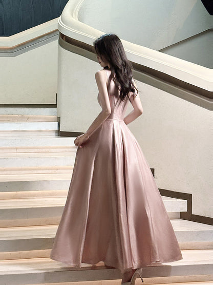 Modest Pink A Line Prom Dress Formal Party Dress For Teens  P255
