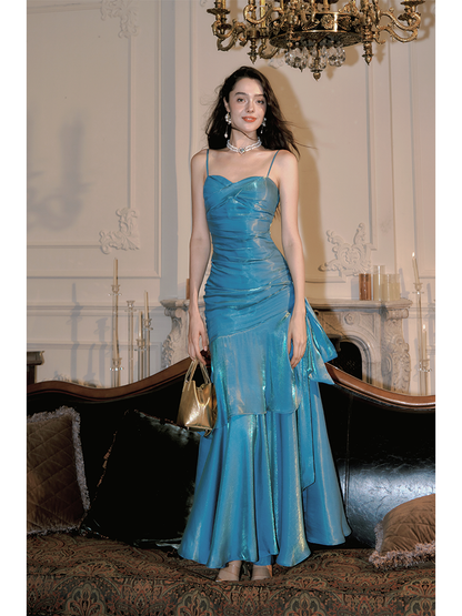Blue Layered Formal Prom Dress Ruffle Party Dress  P256